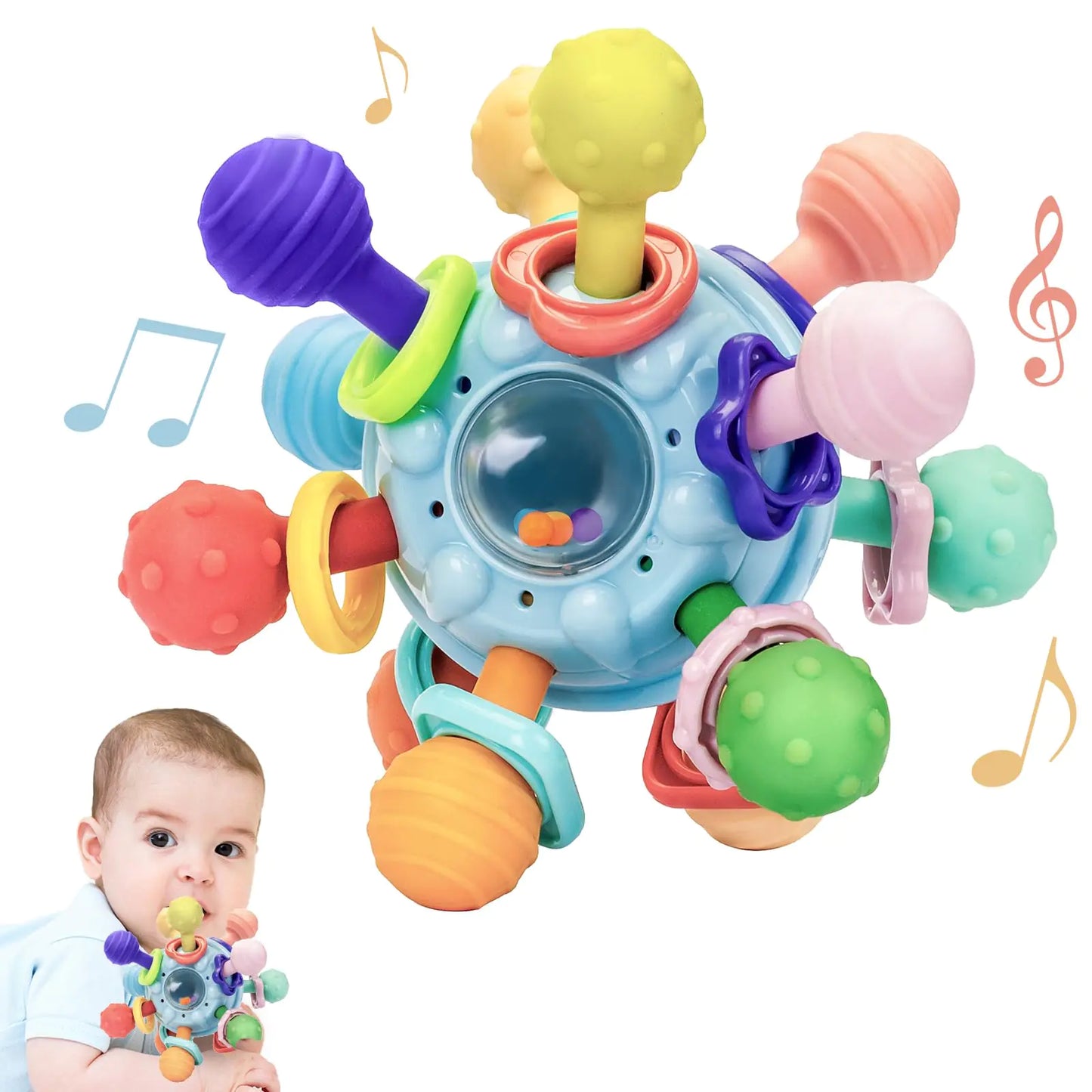 Baby Teething Silicone Toys. 6-12 Months Chew Toys for Sucking Needs. Soothing Sore Gum Montessori Toys for Babies