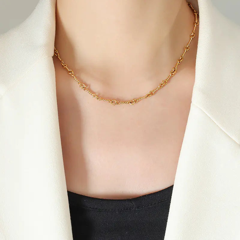 Copper Ring Buckle Necklace and Bracelet Set