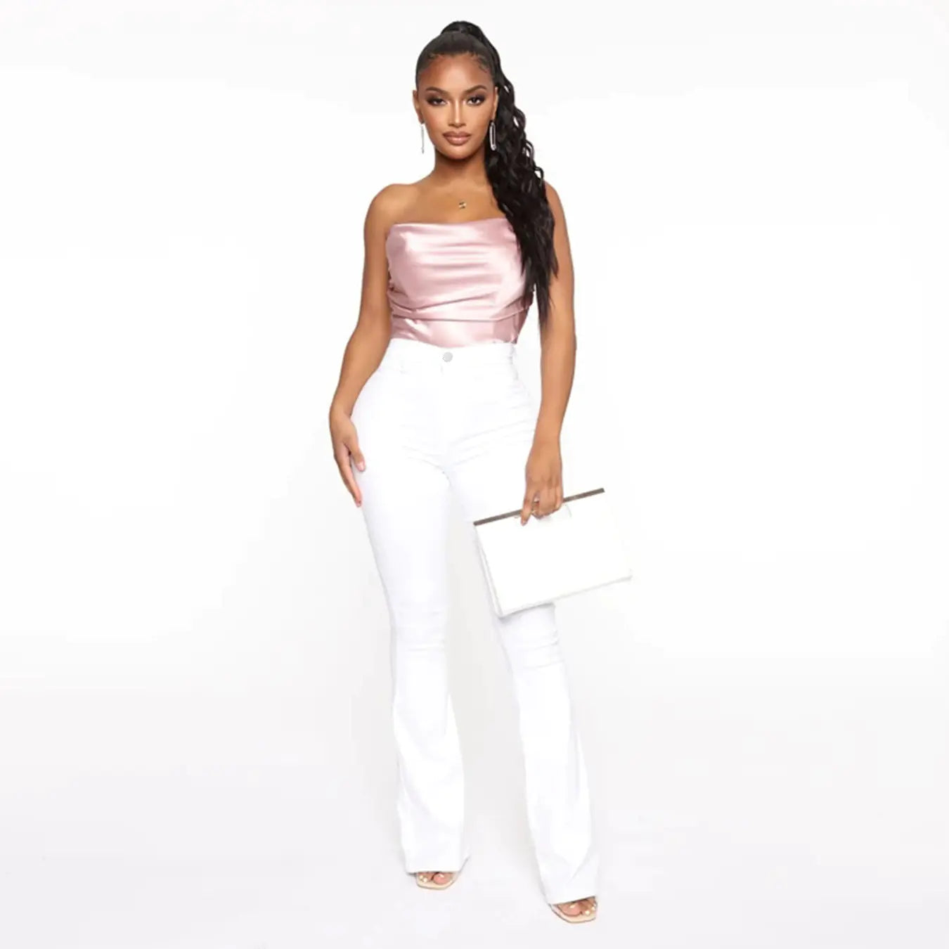 Classic High Waist Slim Denim Horseshoe Pants for Women