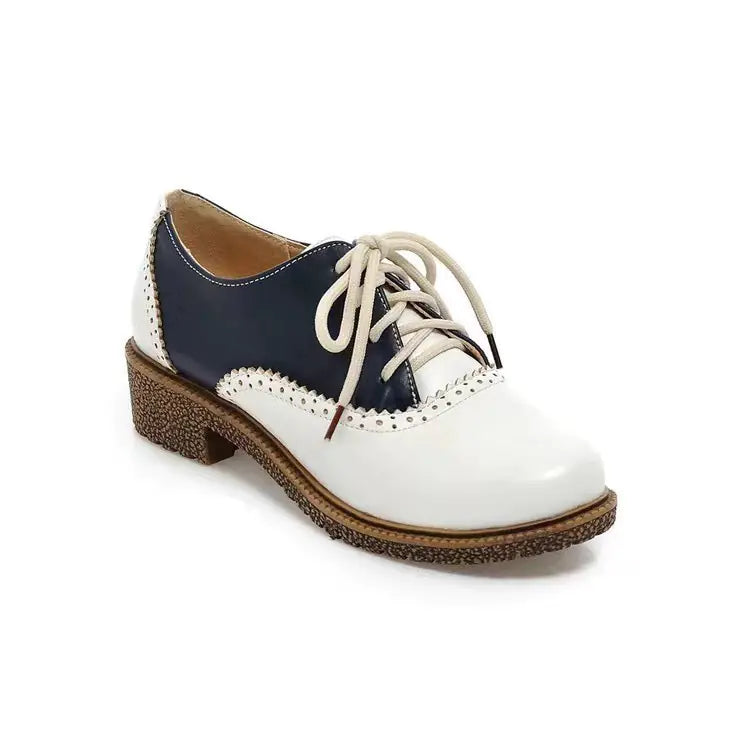 Brogue Lace-Up Flats for Women, Size 35-43