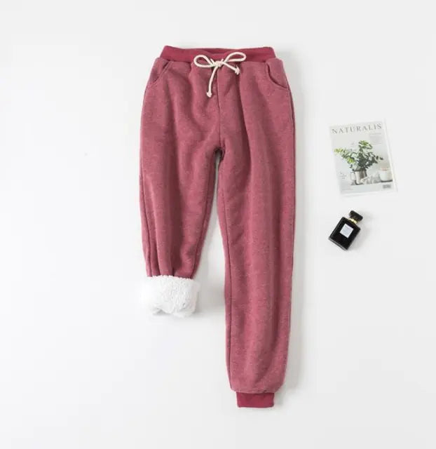 Winter Thickened Lamb Fleece Jogger Pants for Women