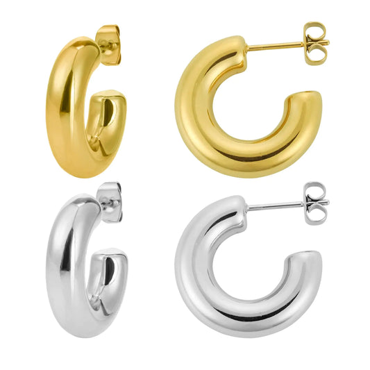 14K Gold & Silver Hoop Earrings for Women. Hypoallergenic Earrings Set Gifts for Christmas Birthday Party