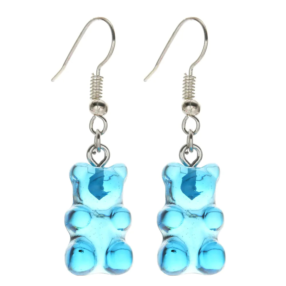 Colorful Resin Cartoon Bear Earrings for Women