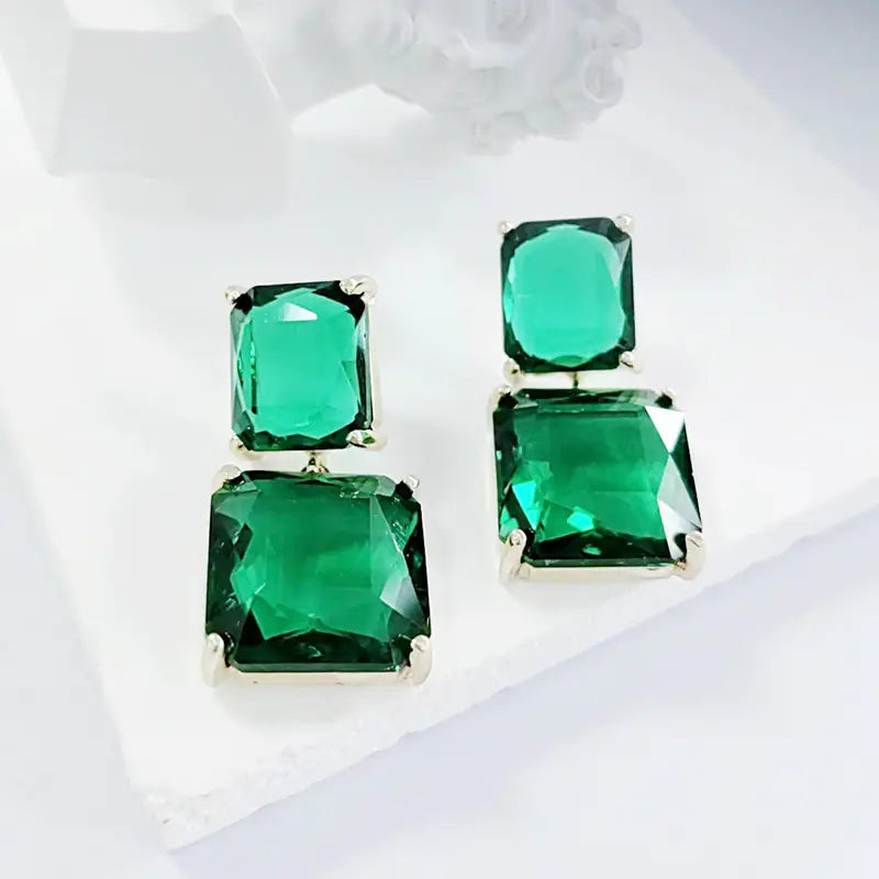 Korean Style Geometric Crystal Earrings for Women
