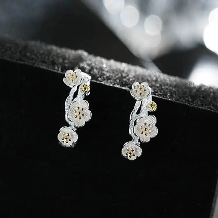 925 Silver Floral Stud Earrings for Women