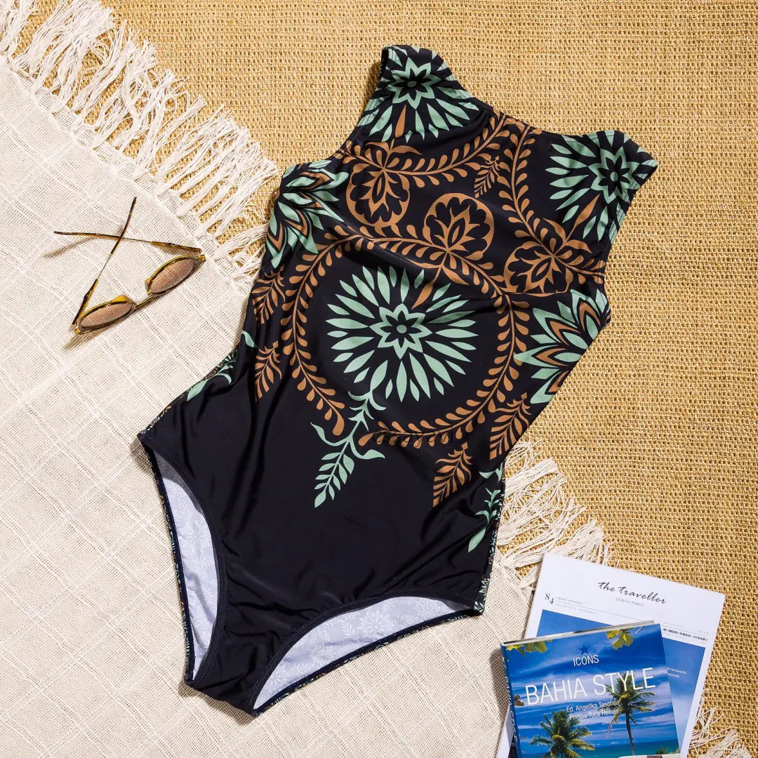 Retro Floral One-Piece Swimsuit for Women