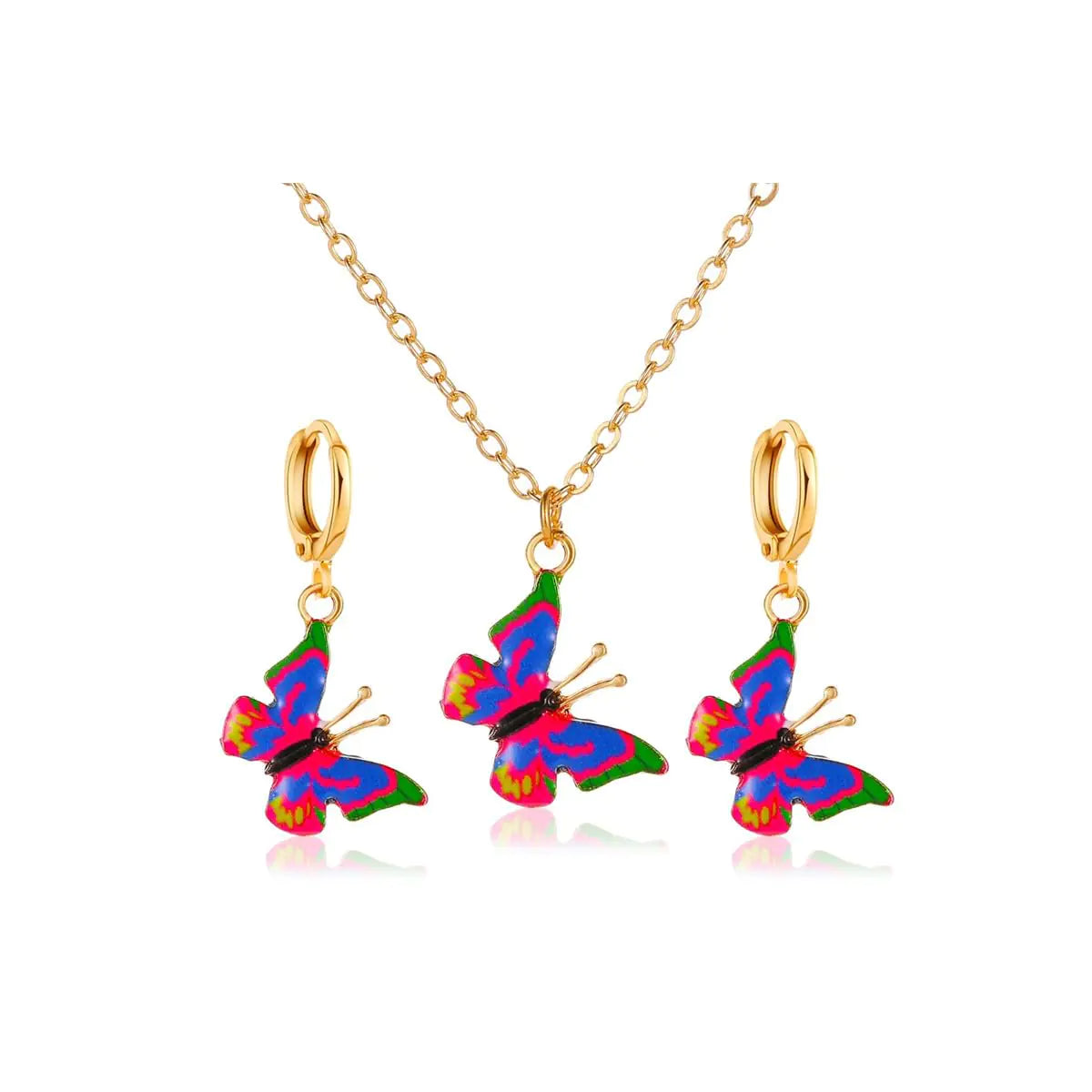 Butterfly Necklace/Earrings for Women. Minimalist Cubic Zircons Gold Crystal Butterfly Jewelry Set Gifts