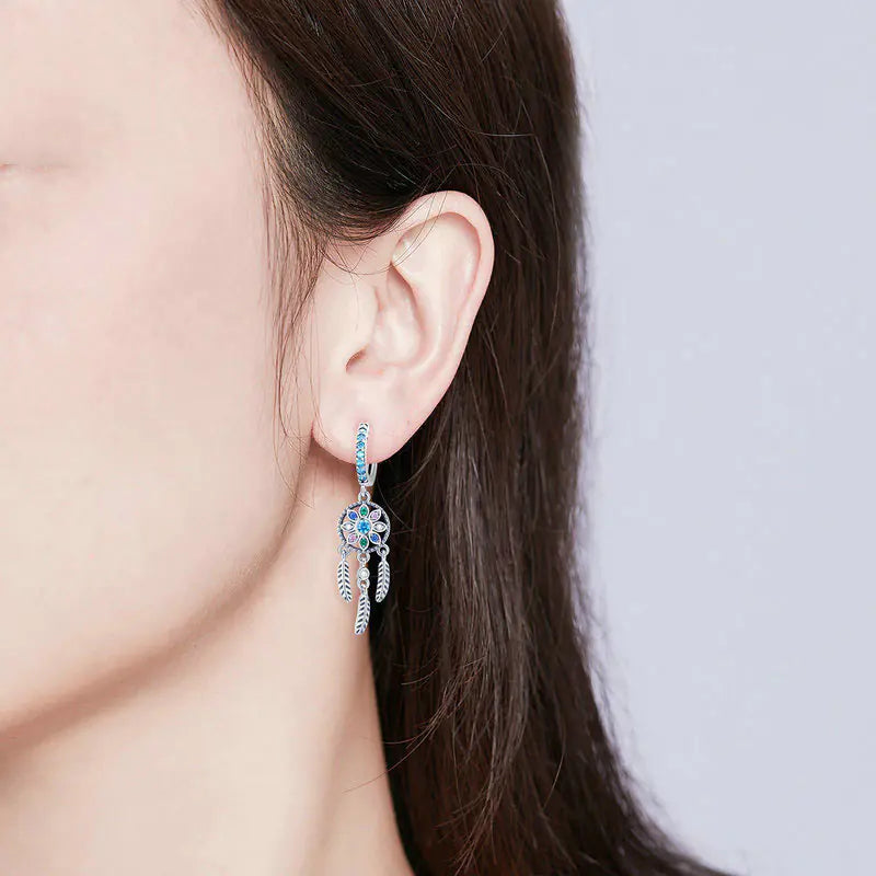 925 Silver Dreamcatcher Earrings for Women SCE713