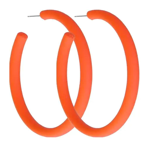 Orange Hoop Earrings for Women. Retro Neon Orange Acrylic Large Hoop Earrings, 80s 90s Colorful Big Hoop Statement Lightweight Earrings