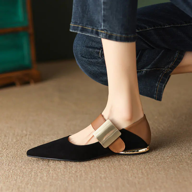 Retro Brown Mary Jane Flats for Women - Spring/Fall