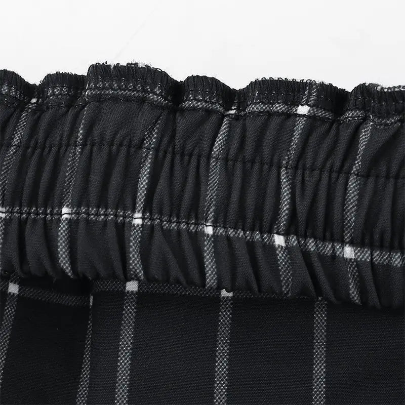 Reflective Color Block Plaid Jogger Pants for Women