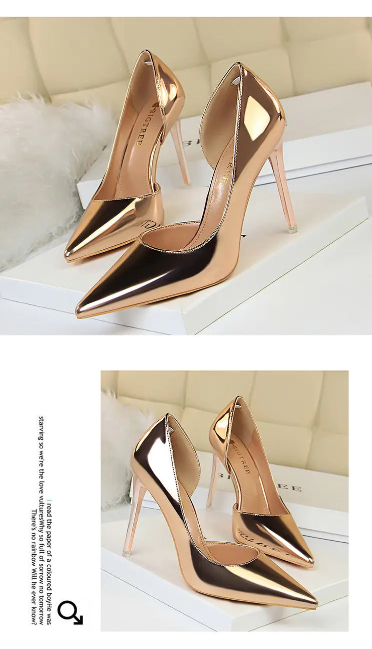 Stylish Metal Heel Pointed Toe High Heels Shoes