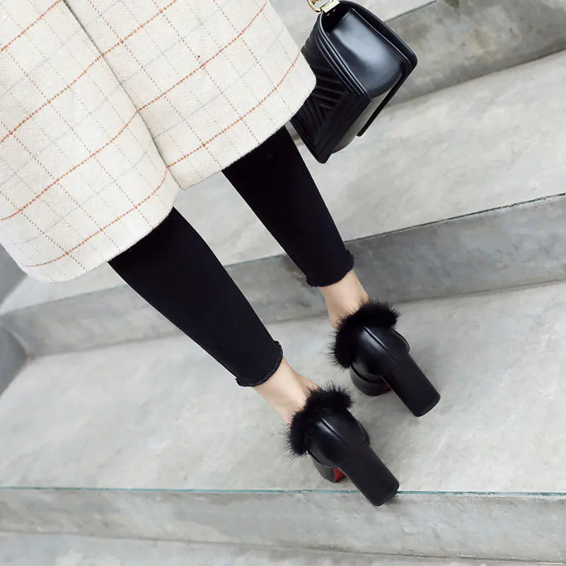 Korean Style Women's Leather Ankle Boots with Heels