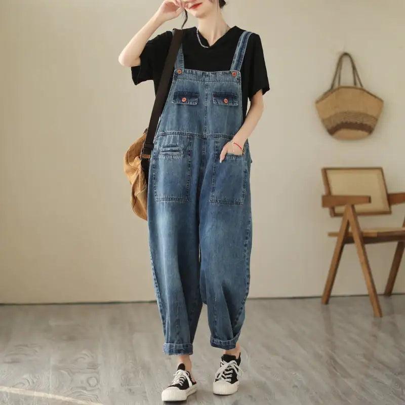 New Real-Time Denim Casual Strap Pants for Women