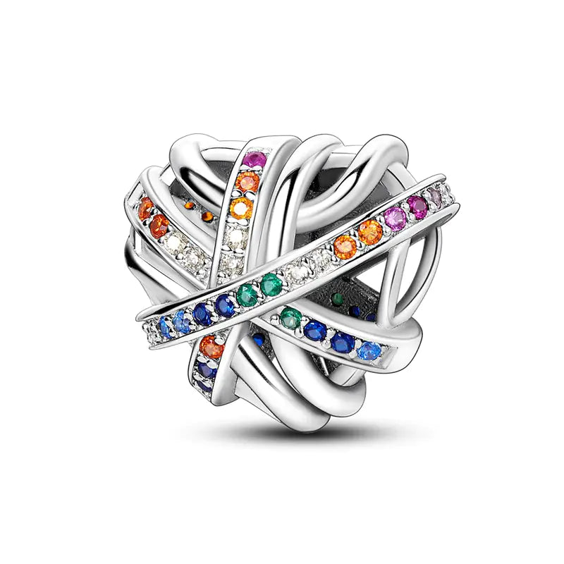 S925 Silver Plated Heart Bead Charm Bracelet Necklace