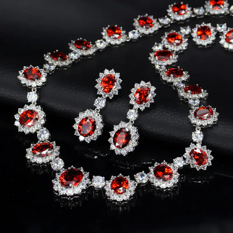 Luxury Jewelry Set with AAA Zirconia Earrings and Necklace
