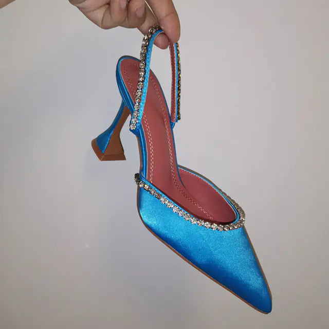 Luxury Crystal Chain Pointed Toe High Heels Sandals