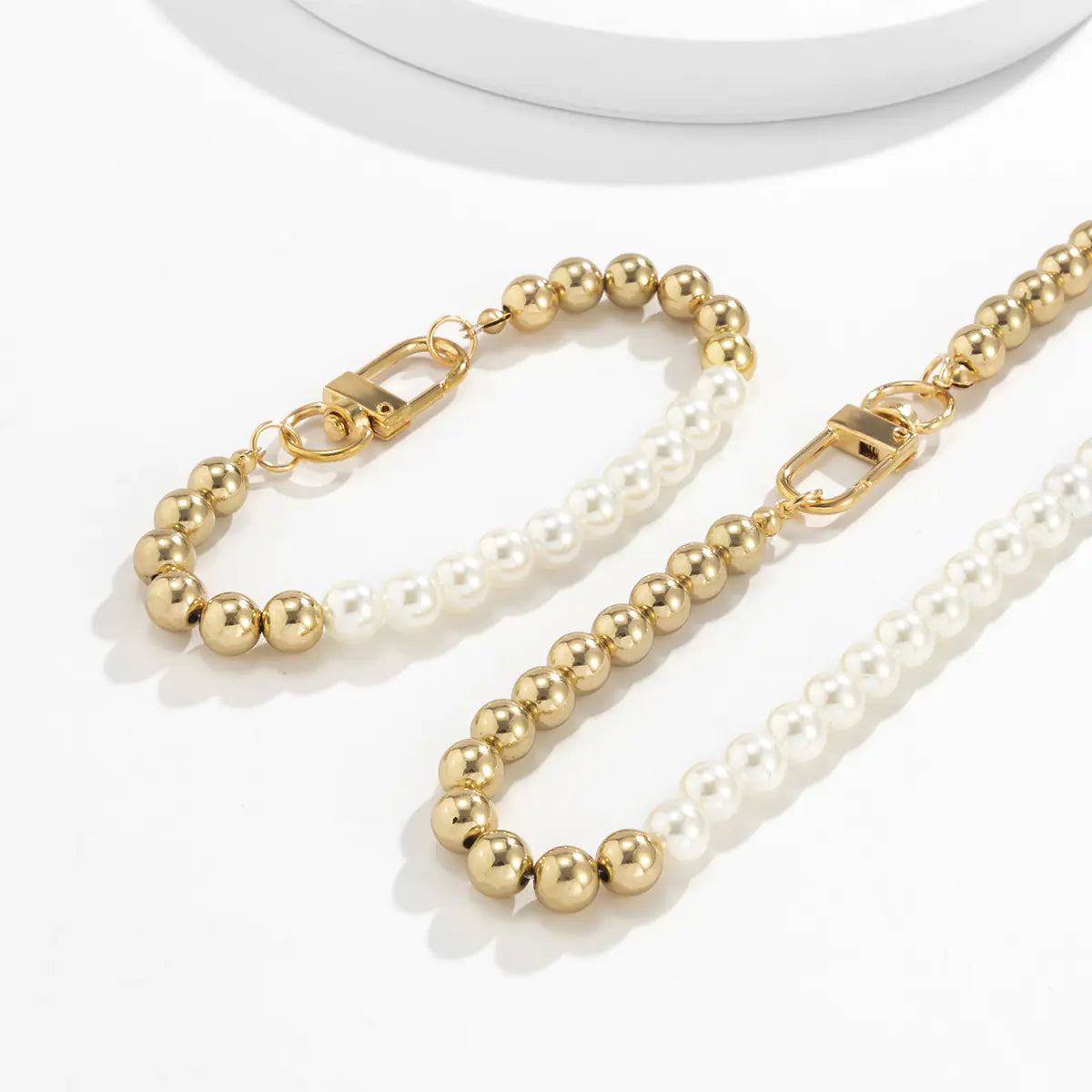 Minimalist Pearl Necklace and Bracelet Set for Men and Women