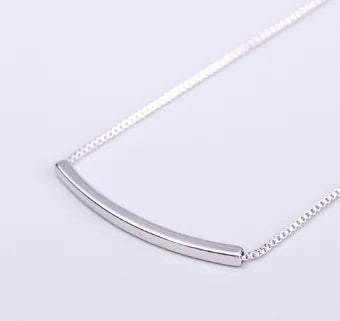 Curved Tube Silver Necklace Jewelry