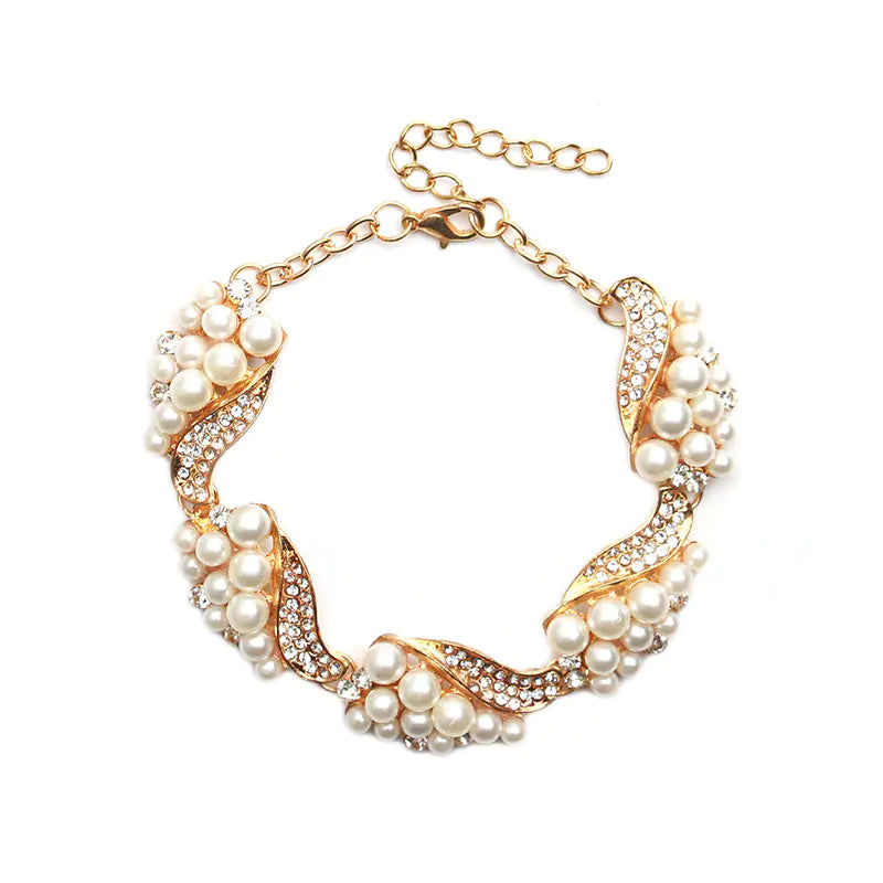 Pearl Necklace, Bracelet, and Earrings Bridal Set