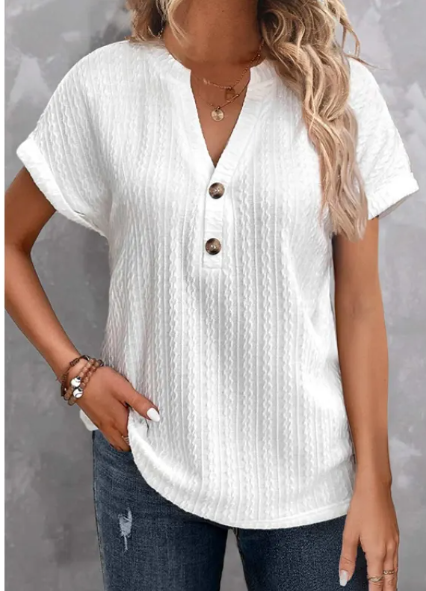 Women's V-Neck Button T-Shirt