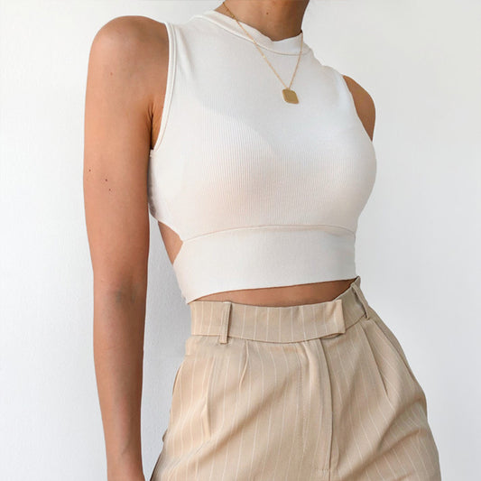 Knit Hollow Short Tank Top - Women's Fashion