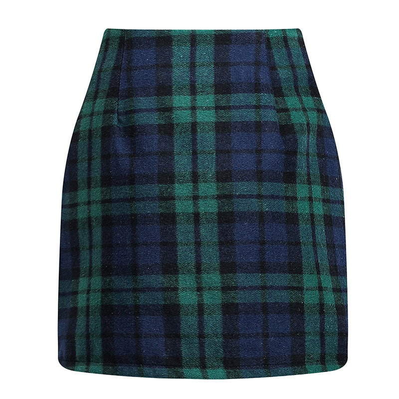 Womens High Waist Plaid Skirt Bodycon Pencil Mini Skirts