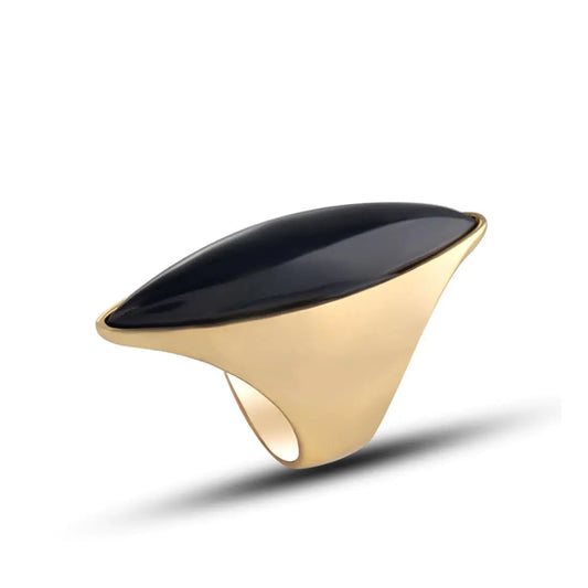 Gemstone 14K Gold Plated Cocktail Party Ring. RingEye Shape Stone Chunky Statement Ring Jewelry Gift for Women