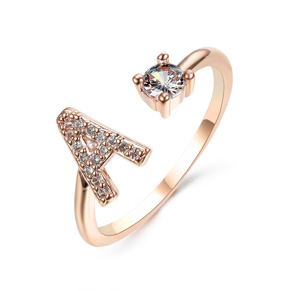 Adjustable 26 Initial Letter Rings. Fashion Simple Elegant Jewelry for Women