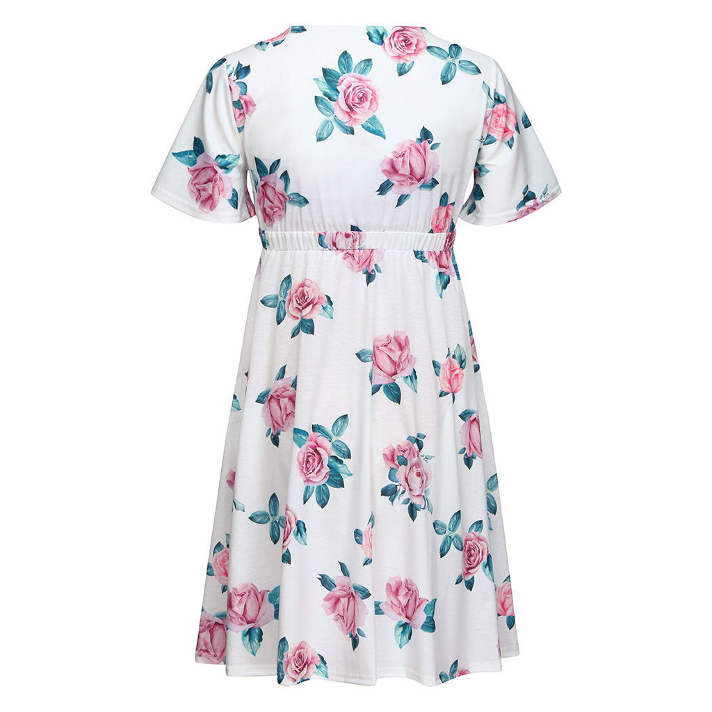 Floral Waist-Cinching Dress for Maternity Wear