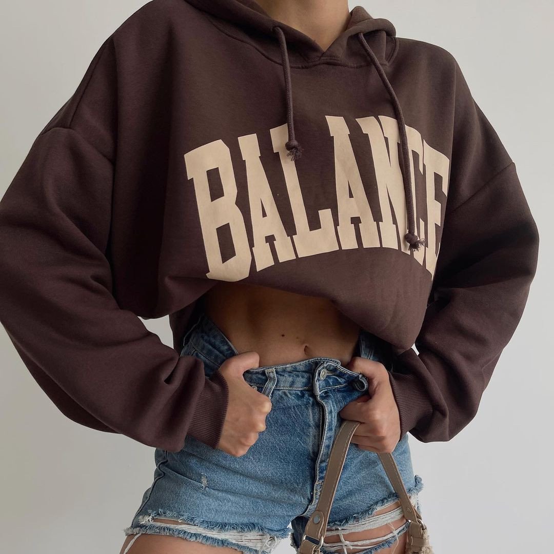 Women's Long Sleeve Hooded Tops with Print Design