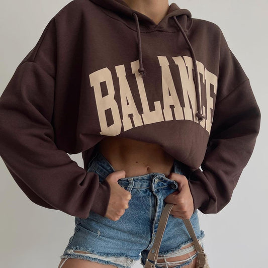 Women's Long Sleeve Hooded Tops with Print Design