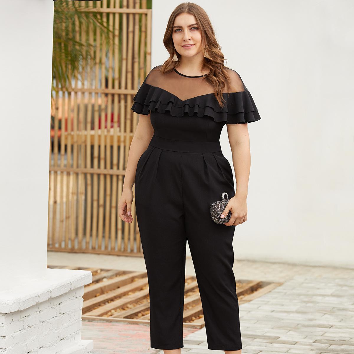 Ruffled Jumpsuit with Tapered Legs