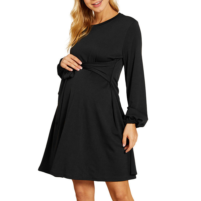 Women's Casual Lace-up Maternity Dress for Autumn/Spring