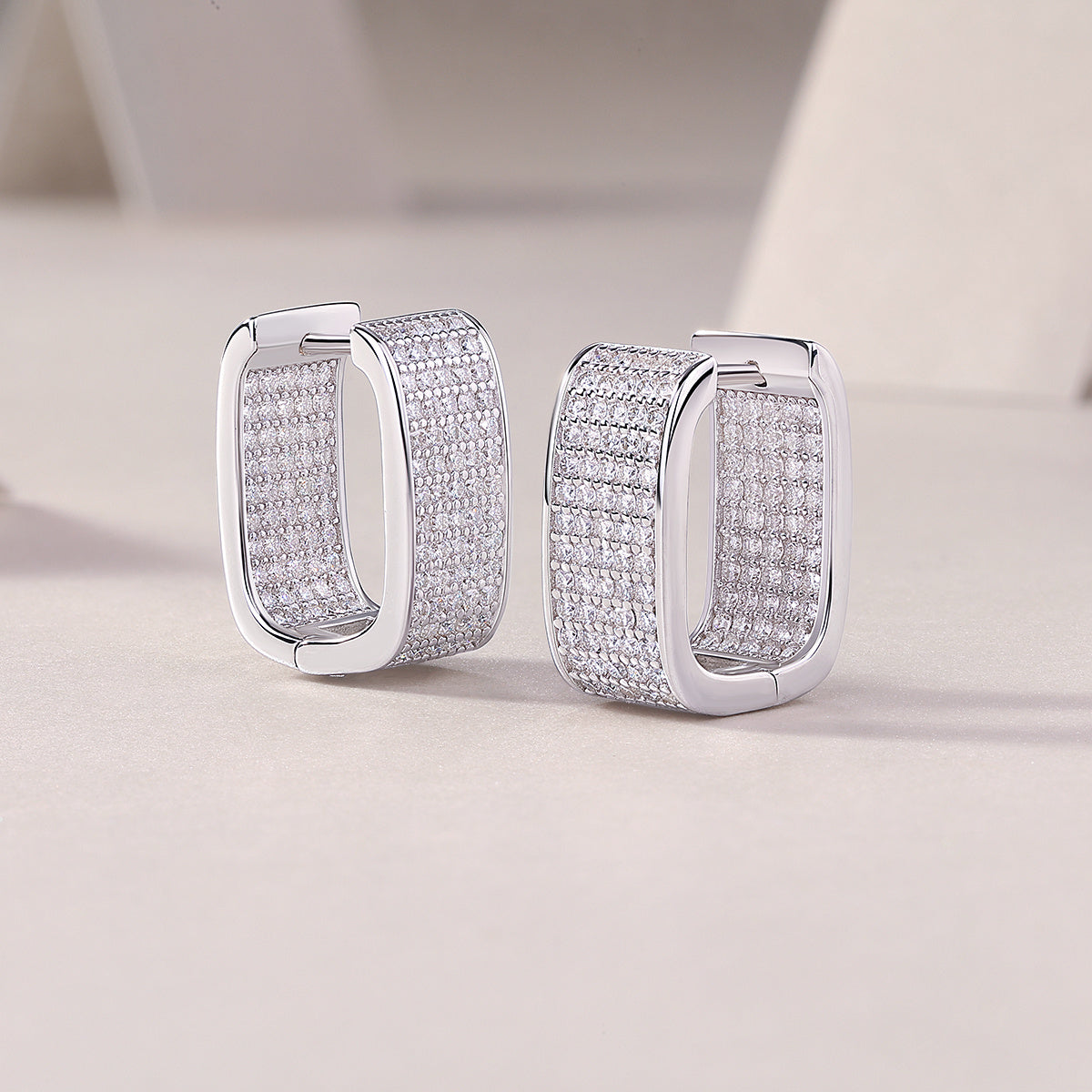 Star Light Luxury Fashion Diamond Earrings. Stud Set With Mosan Diamond Silver Jewelry