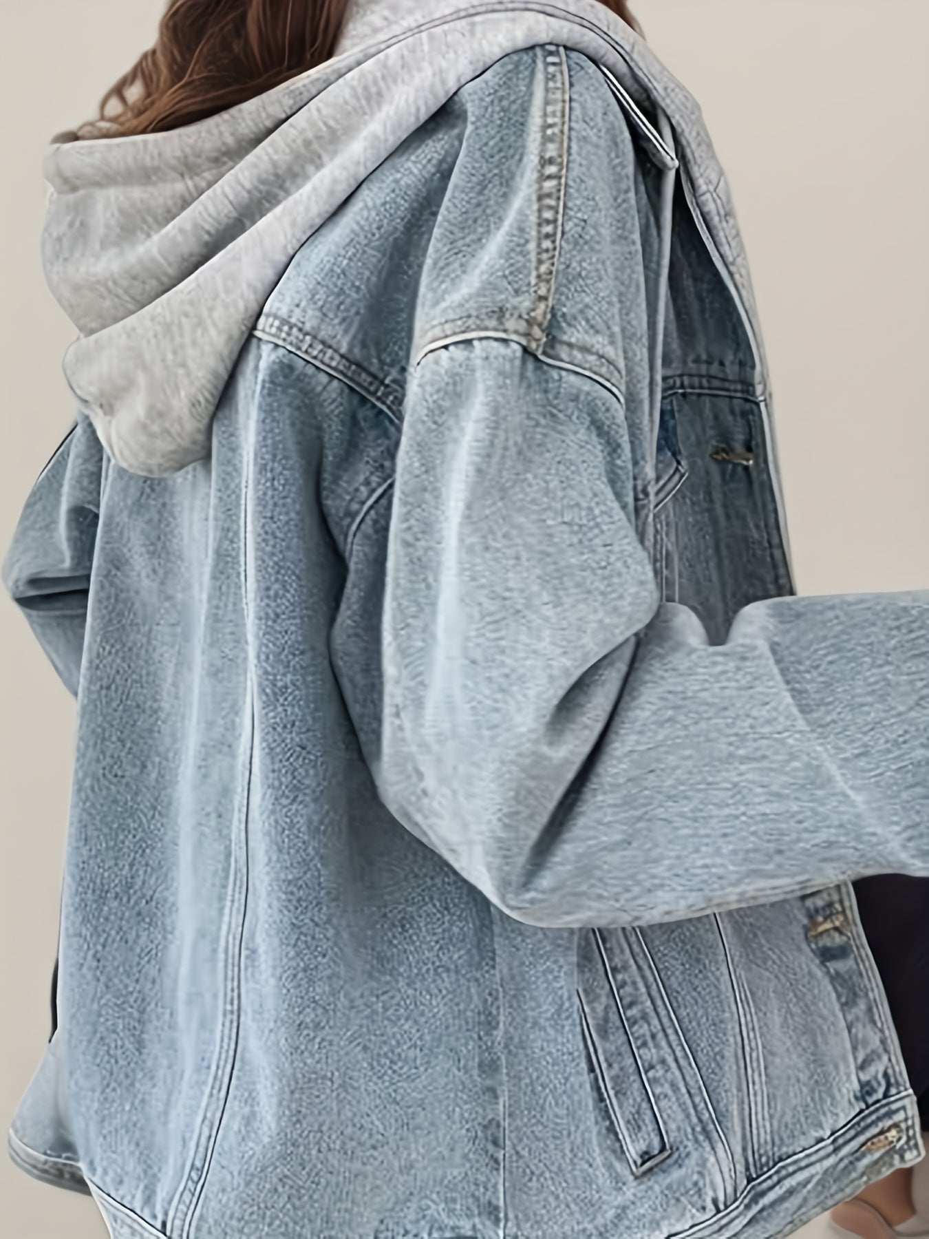 Women's Hooded Denim Jacket. Oversized Retro Elastic And Loose coat, Comfortable And Lightweight