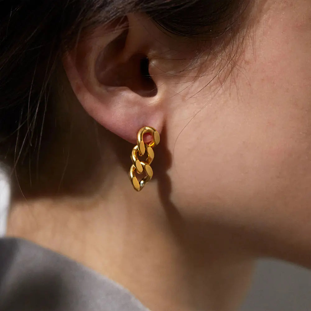 Punk Cuban Chain Earrings for Women's Business Party