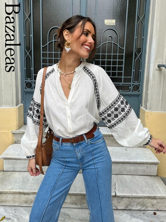 Elegant Loose Blouses - Bohimian 2024 Long Sleeve Tops