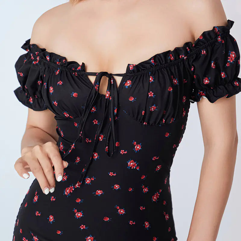 WPNAKS Women's Floral Off-Shoulder Mini Dress 2024