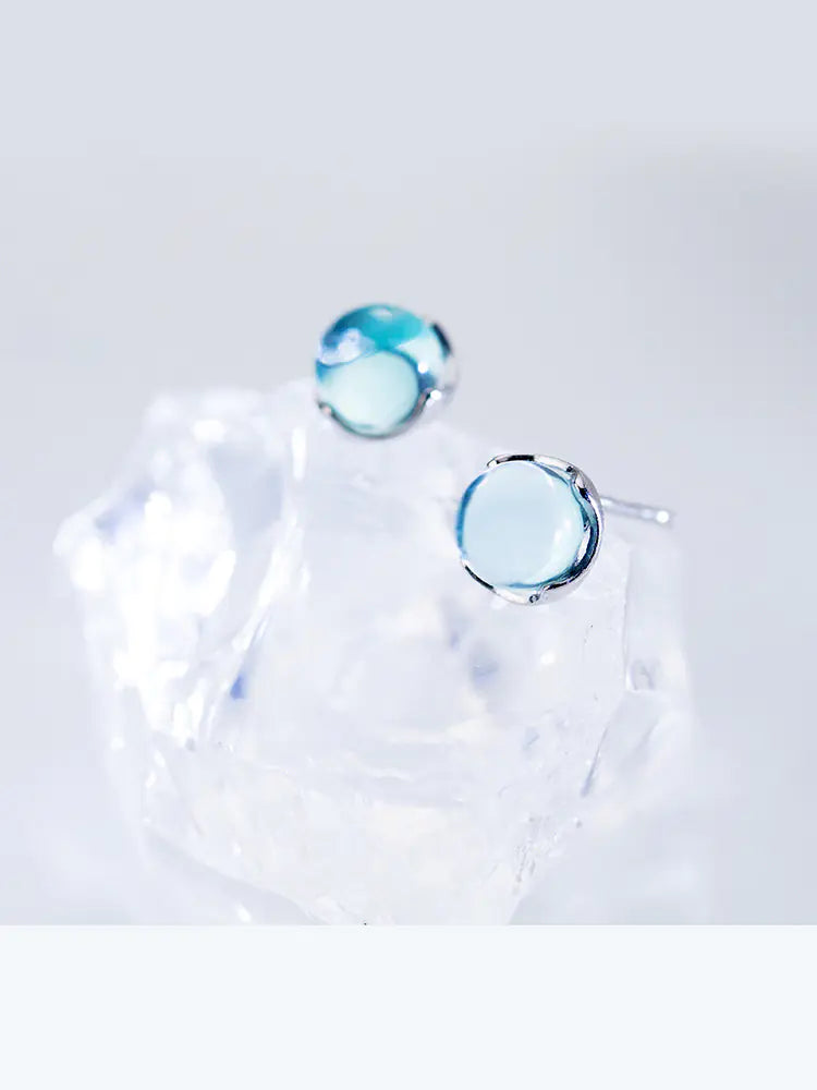 Gradient Blue Sky Earrings for Women S925 Silver