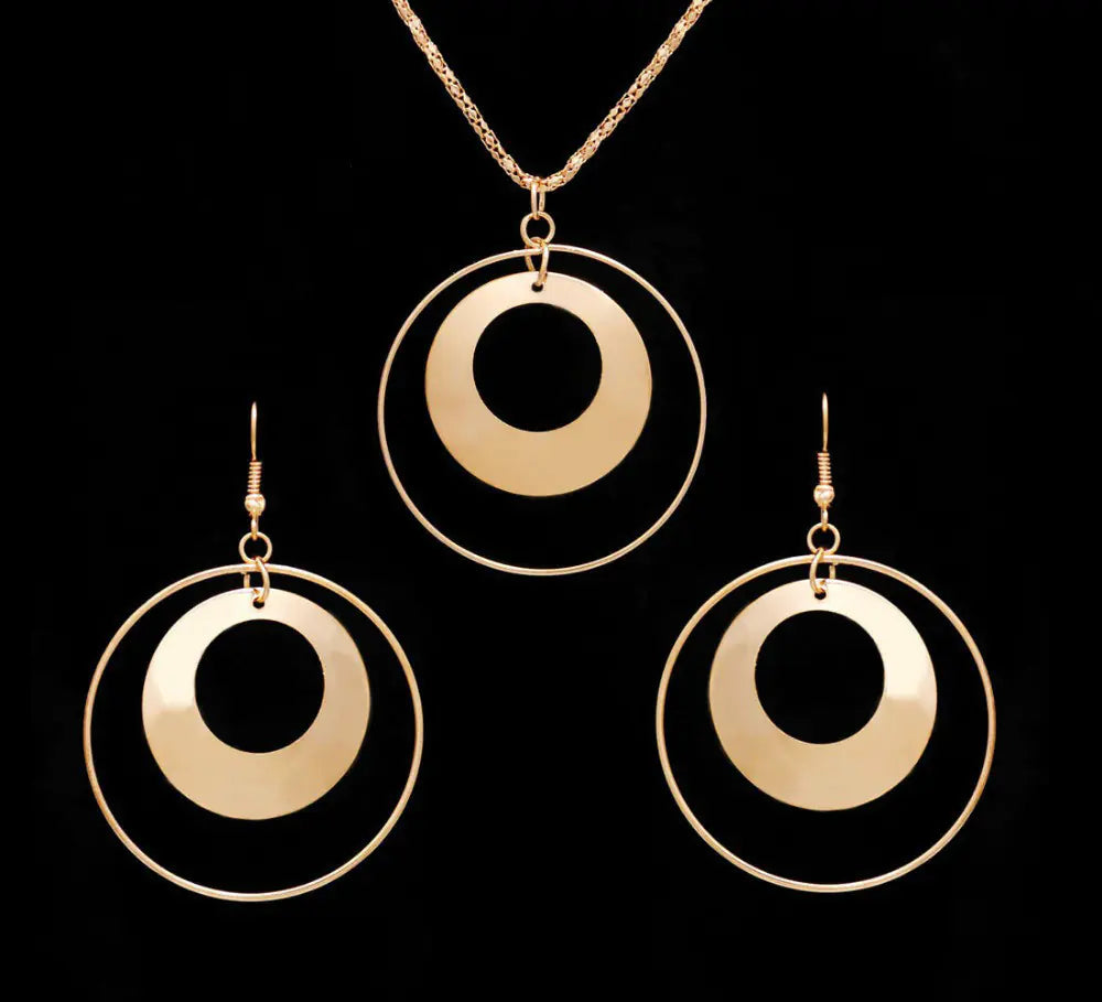 Creative Round Earrings and Necklace Set for Women