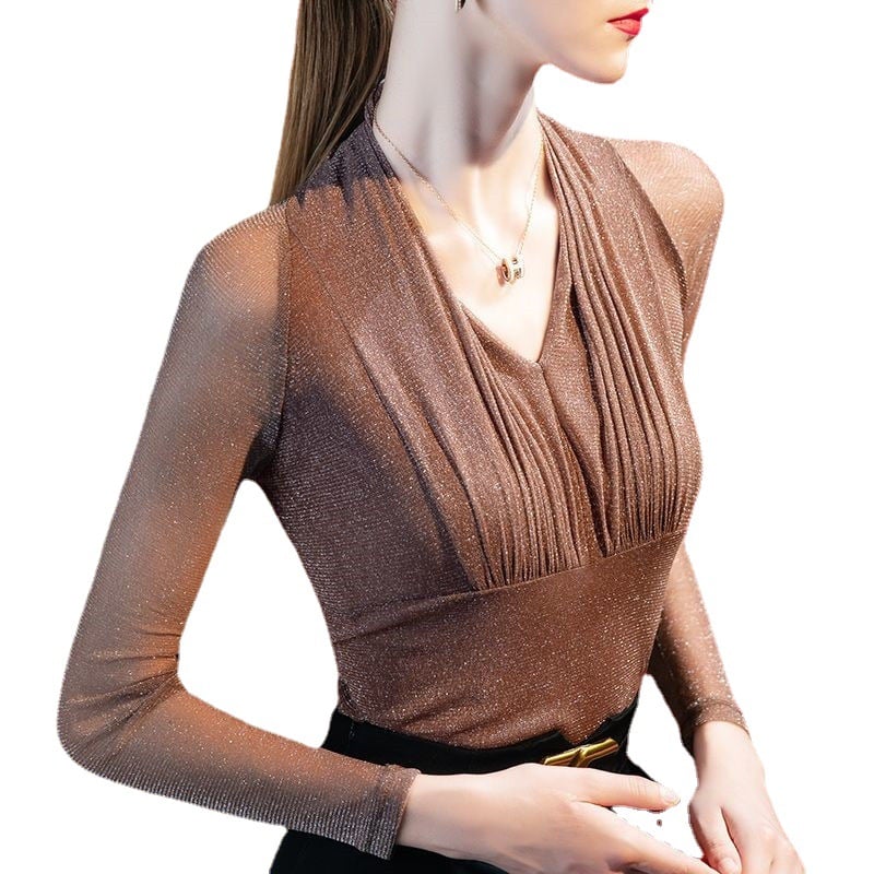 New Women's Long-Sleeved V-Neck Tops for Autumn