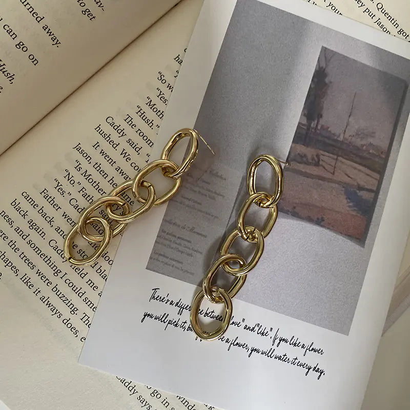 Korean Statement Chain Earrings for Stylish Women