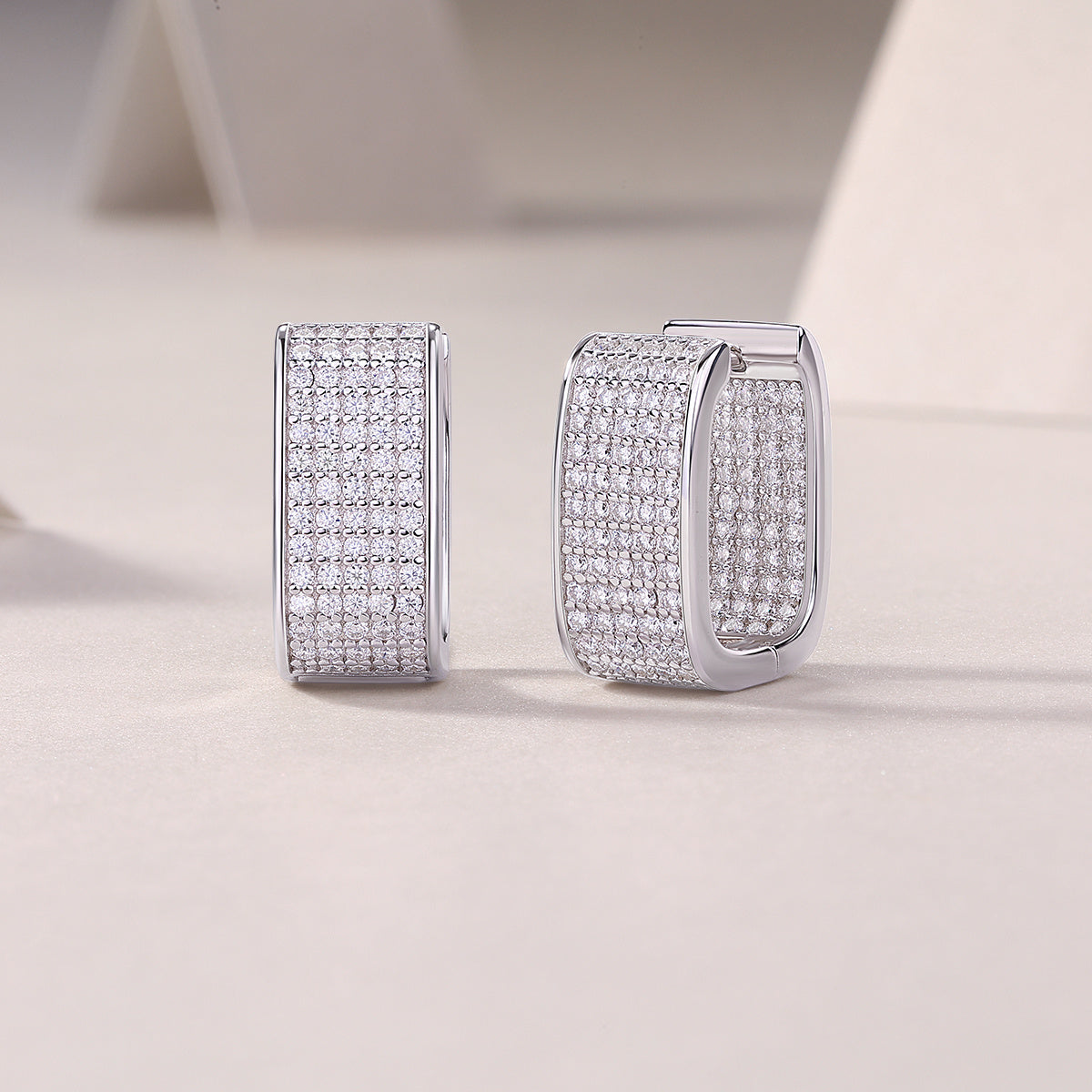 Star Light Luxury Fashion Diamond Earrings. Stud Set With Mosan Diamond Silver Jewelry
