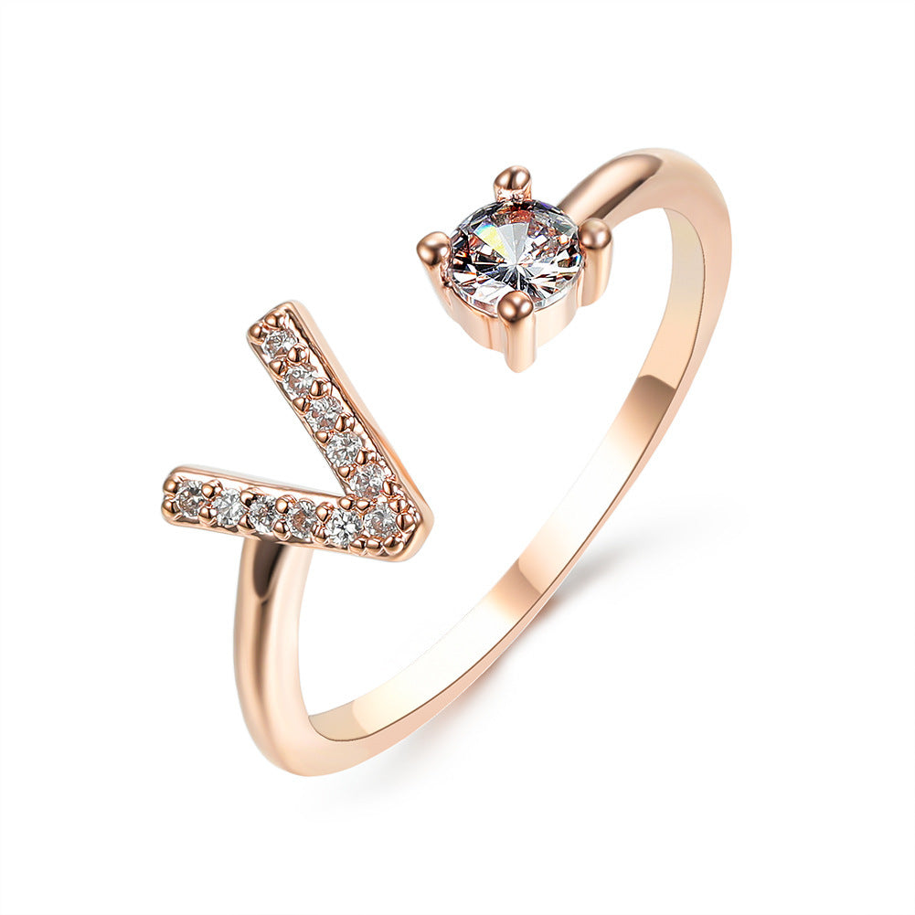 Adjustable 26 Initial Letter Rings. Fashion Simple Elegant Jewelry for Women