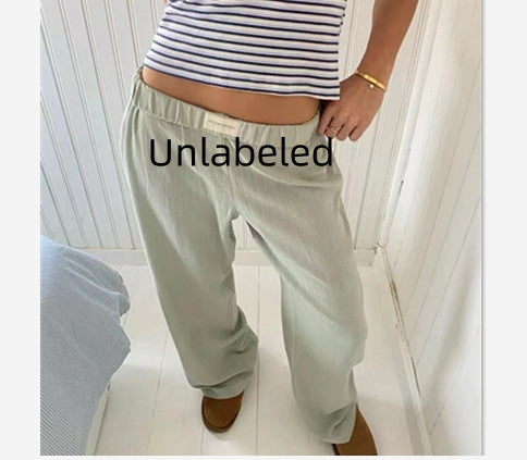 Fashion Y2K Striped Straight Trousers. Summer Elastic High Waist Wide Leg Pants For Women