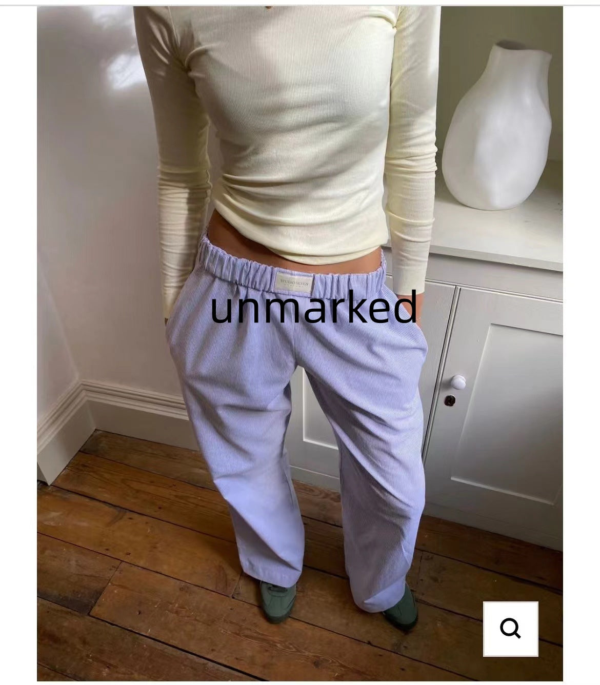 Fashion Y2K Striped Straight Trousers. Summer Elastic High Waist Wide Leg Pants For Women