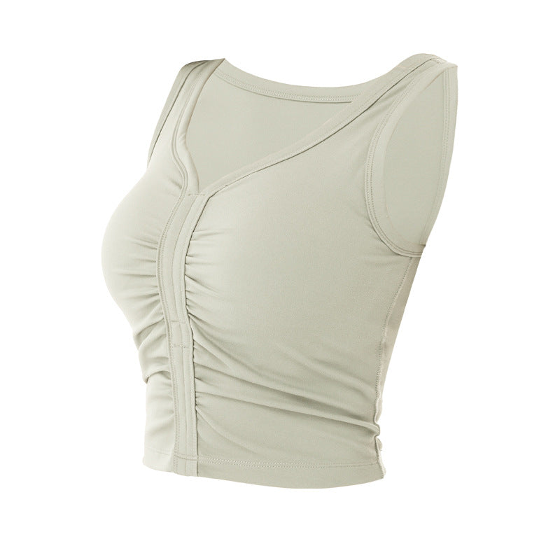 V-Neck Slim Fit Women's Yoga Tank Top with Pads