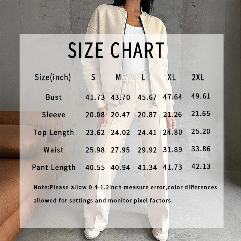 2 Piece Sweatsuit Set for women, Zip Up Long Sleeve Sweatshirt Jacket And Wide Leg Sweatpants
