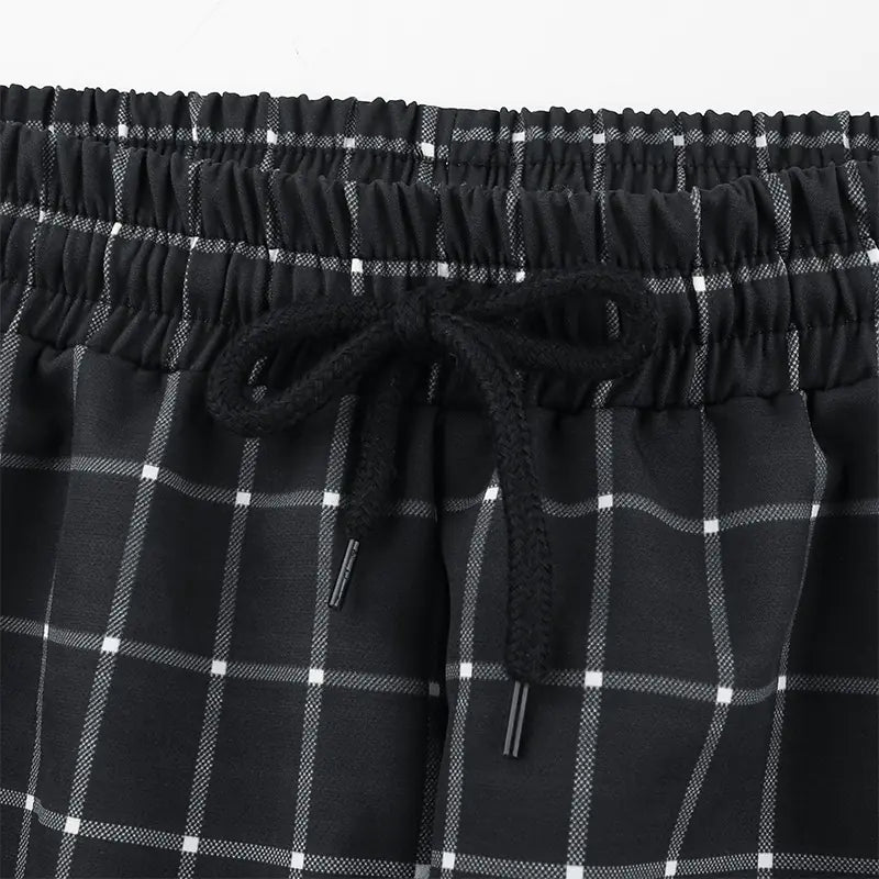 Reflective Color Block Plaid Jogger Pants for Women